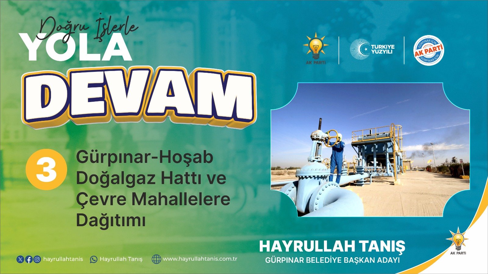 GÜRPINAR-HOŞAB DOĞALGAZ HATTI VE ÇEVRE MAHALLELERE DAĞITIMI