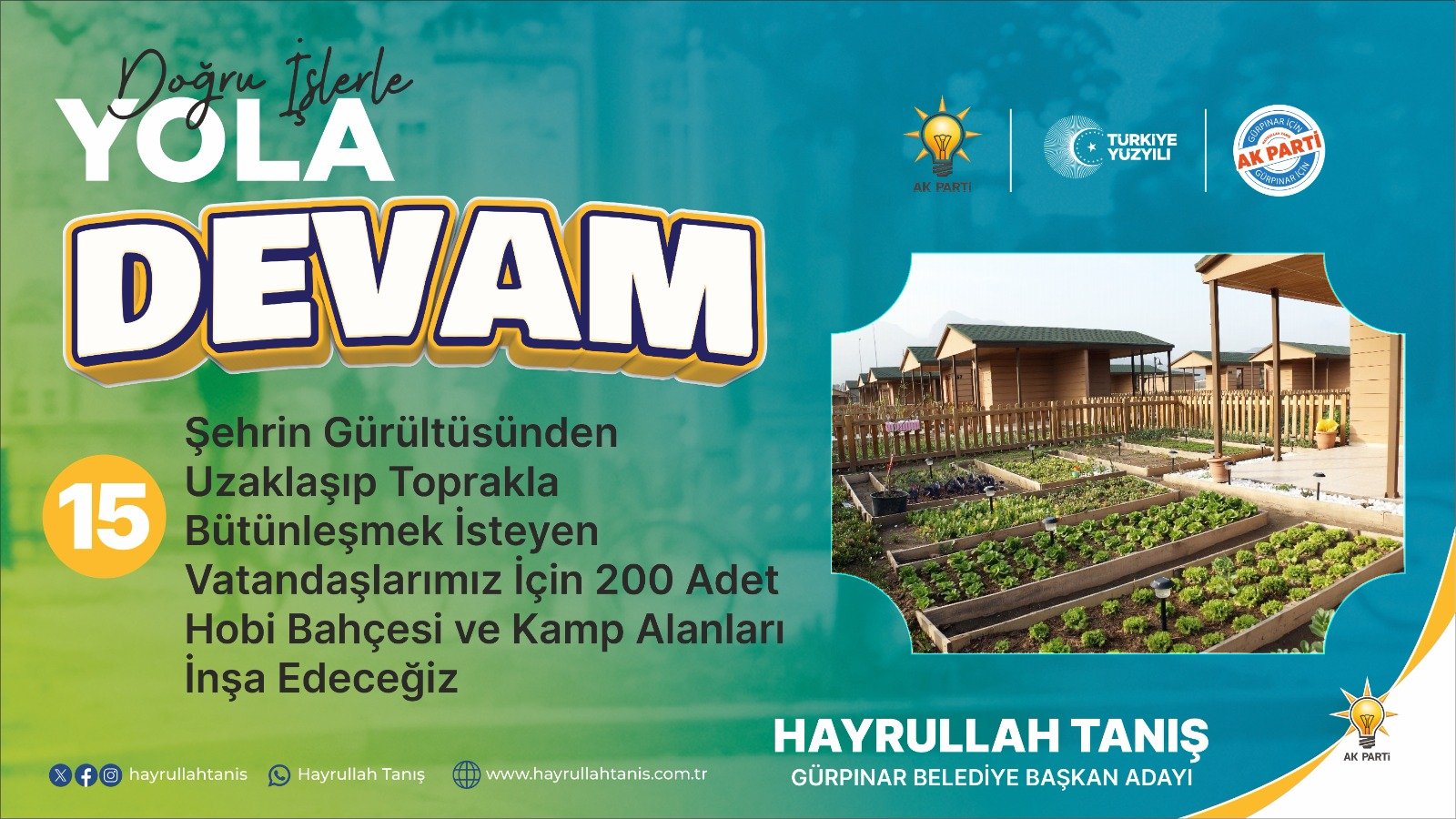 ŞEHRİN GÜRÜLTÜSÜNDEN UZAKLAŞIP TOPRAKLA BÜTÜNLEŞMEK İSTEYEN VATANDAŞLARIMIZ İÇİN 200 HOBİ BAHÇESİ VE KAMP ALANLARI İNŞA EDECEĞİZ