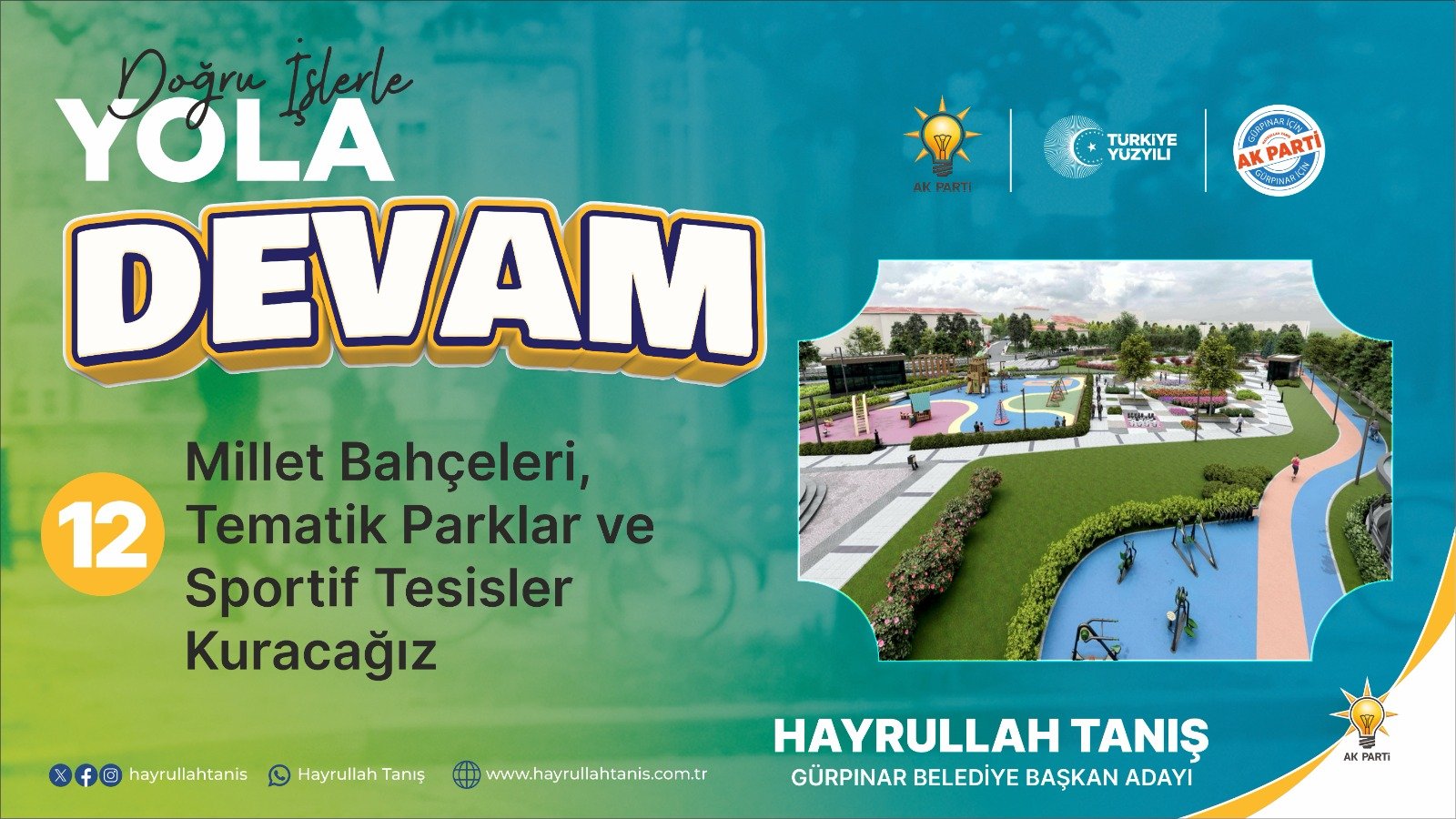 MİLLET BAHÇESİ, TEMATİK PARKLAR VE SPORTİF TESİSLER İNŞA EDECEĞİZ